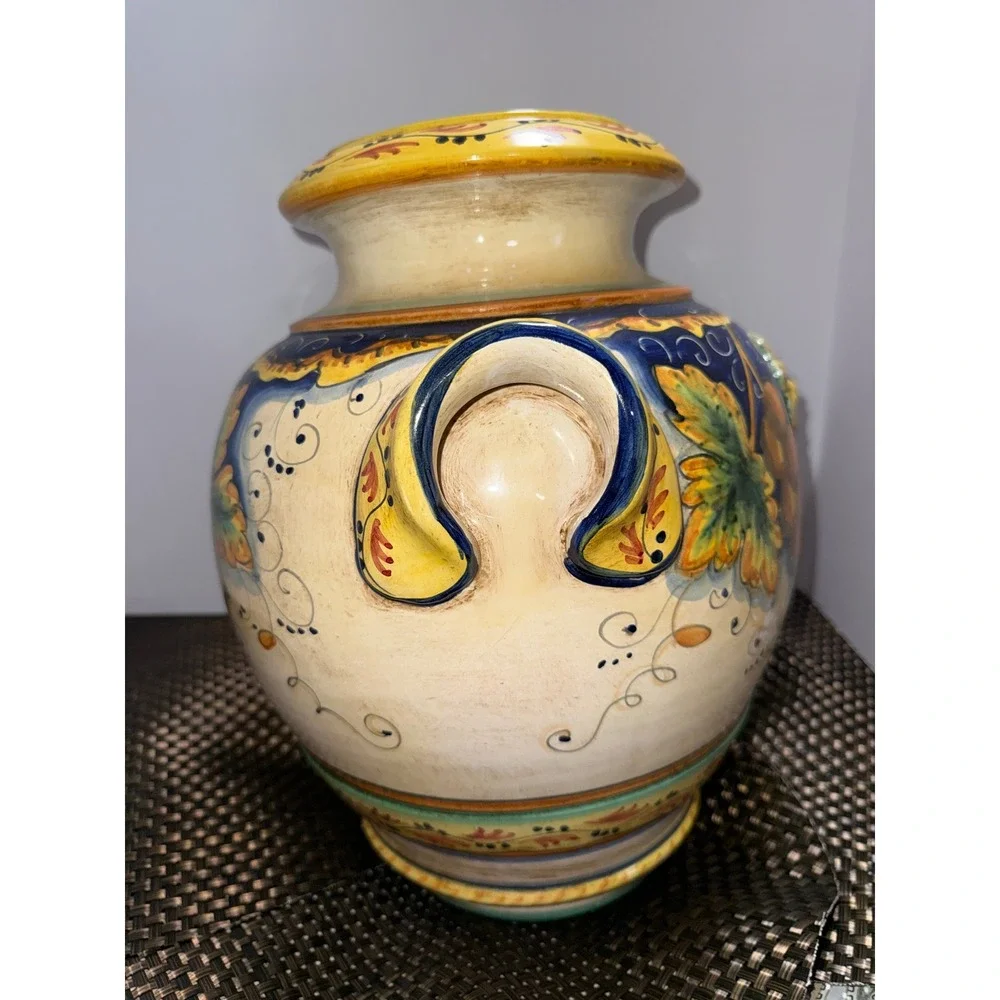Deruta Artistica Italy Vino Veritas Majolica Vase Bacchus Grapes 14